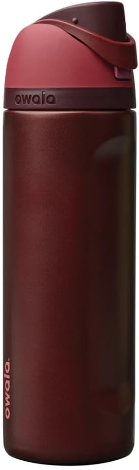 Owala FreeSip Insulated Stainless Steel Water Bottle with Straw, BPA-Free Sports Water Bottle, Great for Travel, 24 Oz, Black Cherry
