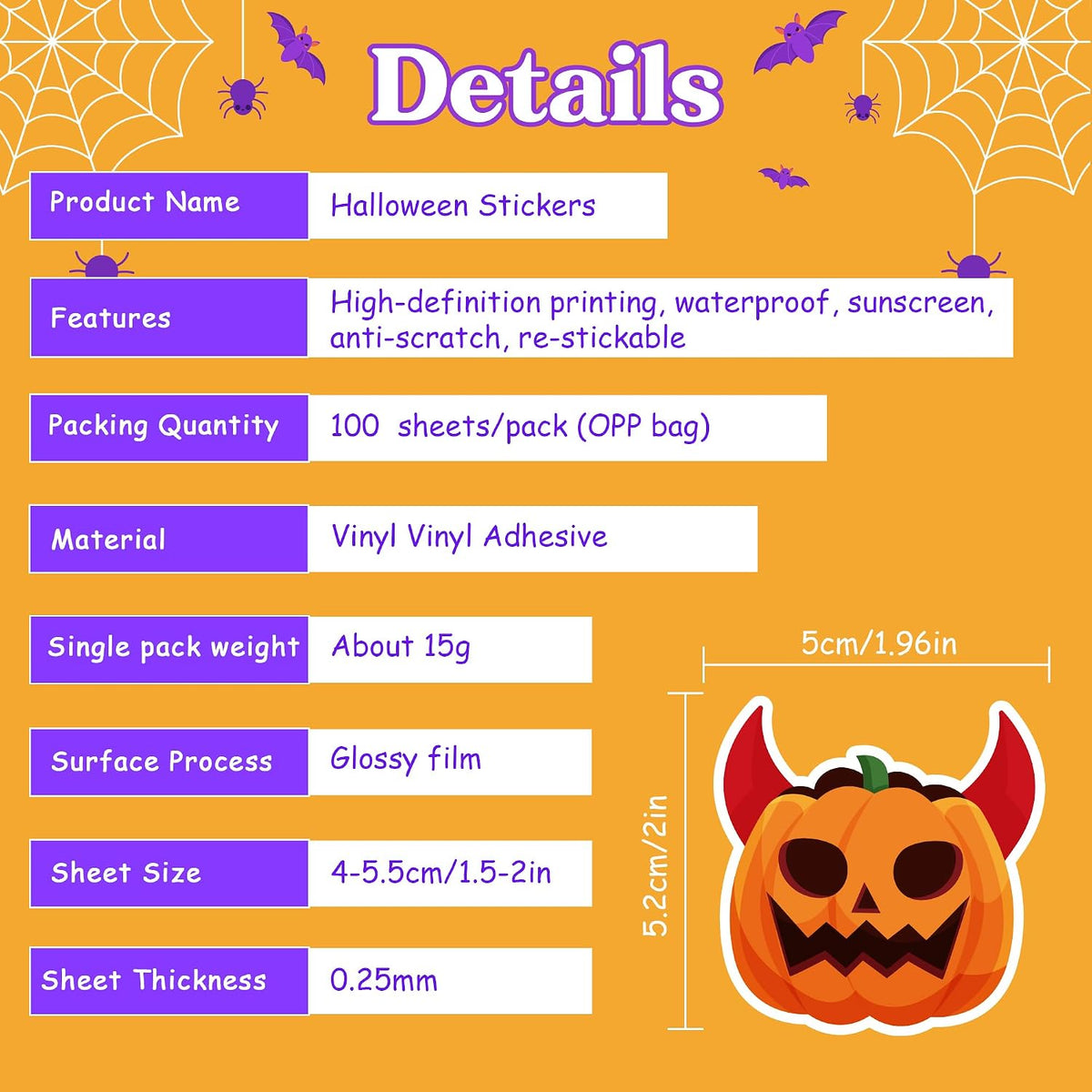 Halloween Stickers | 100 PCS Halloween Party Favors - Halloween Games Toys Gifts Party Supplies - Crafts Accessories Treats Bulk for Classroom
