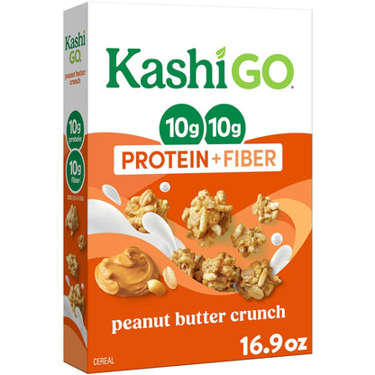 Kashi GO Protein Cereal, 10g Protein, 10g Fiber, Peanut Butter Crunch, 16.9oz Box (1 Box)