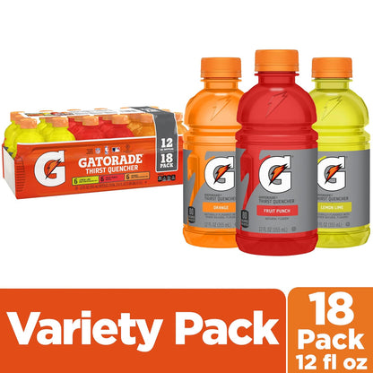 Gatorade Thirst Quencher Sports Drink, Variety Pack, 12 Fl Oz (Pack of 18)