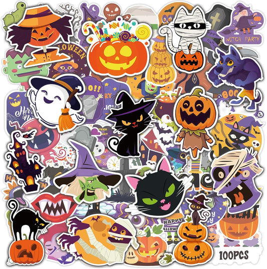 Halloween Stickers | 100 PCS Halloween Party Favors - Halloween Games Toys Gifts Party Supplies - Crafts Accessories Treats Bulk for Classroom